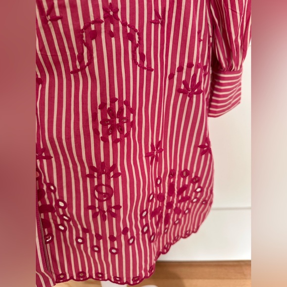 Scotch & Soda size (XS/S) European size 34 fuchsia and white striped shirt dress - Picture 9 of 15